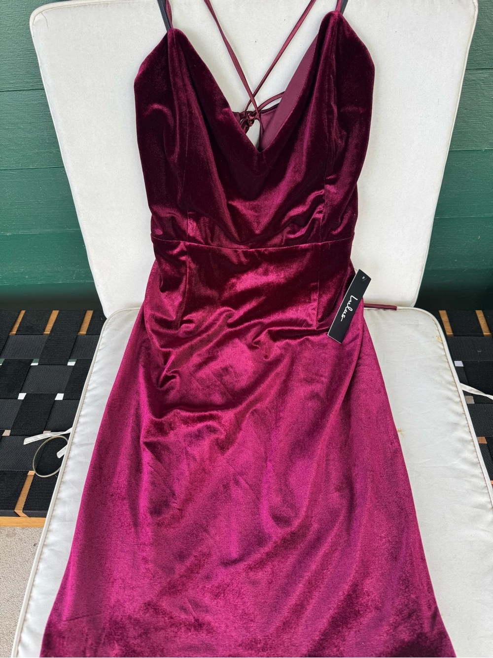 Lulu's Velvet Plunge Mini Dress in Wine - Picture 2 of 3